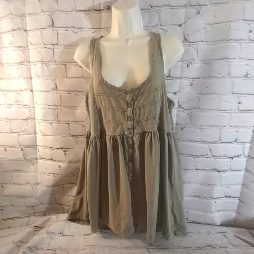 Free People Brook Cotton Tunic Sage Top Small